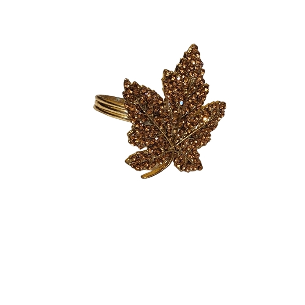 Crystal Rhinestones  Bling Maple Leaves Napkin Rings Set of 4 Tahari